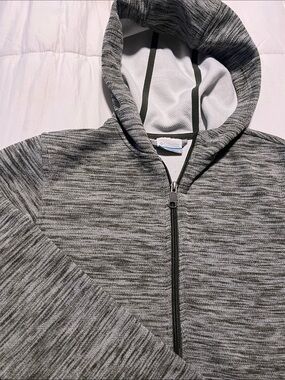 Columbia Heathered Black and White Full-Zip Hooded Jacket